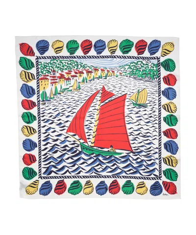 Echo New York Sail Away 35" Silk Square Scarf In Blue