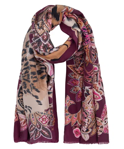 Echo New York Snow Leopard Silk Wrap In Blue