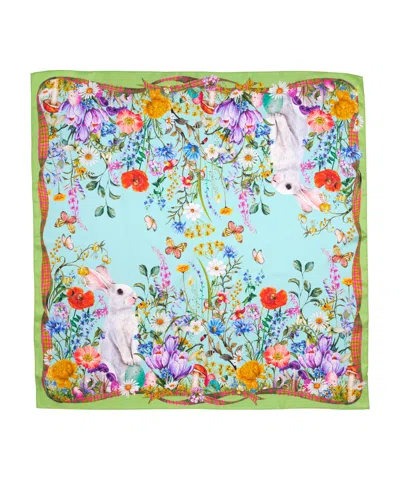 Echo New York Spring Bounty 35" Silk Square Scarf In Green