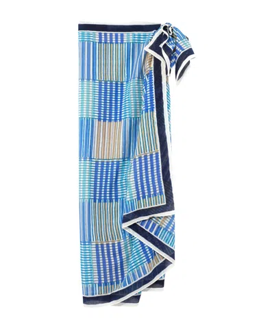 Echo New York Stripe Illusion Sarong And Bag In Blue