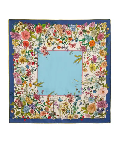 Echo New York Summer Bounty 35" Silk Square Scarf In Gray