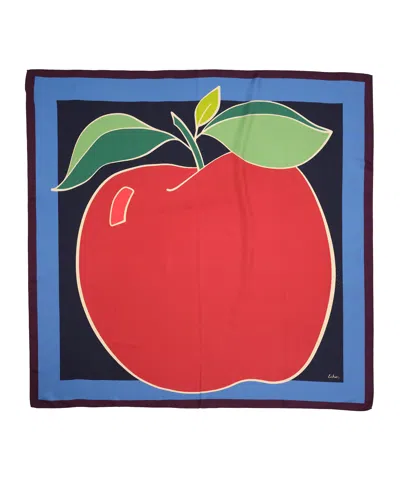 Echo New York The Big Apple 35" Silk Square Scarf In Blue