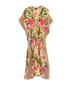 Echo New York Tile Floral Maxi Caftan In Blue