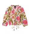 Echo New York Tropical Floral Blouson Top In White