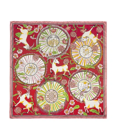 Echo New York Year Of The Goat 35" Silk Square In Red