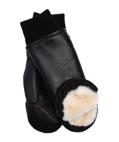 Echo New York Zip-top Convertible Mitten With Faux Fur In Black