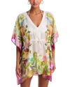 Echo Oasis Butterfly Caftan In Cream Floral In Multi