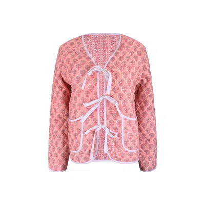 Echo Of Pink Women's Pink / Purple Fleur Reversible Hand Block Print Cotton Jacket In Multi