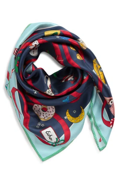 Echo Ornament Collection Silk Square Scarf In Blue