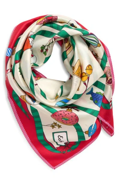 Echo Ornament Collection Silk Square Scarf In Gray
