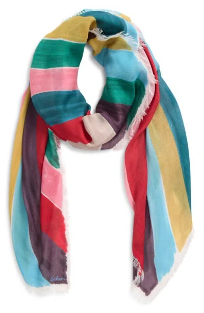 Echo Painted Chevron Print Silk Square Scarf In Multi