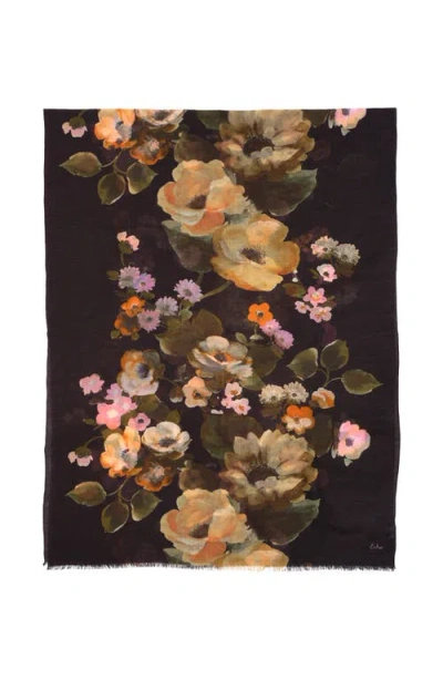 Echo Painted Floral Wrap In Brown