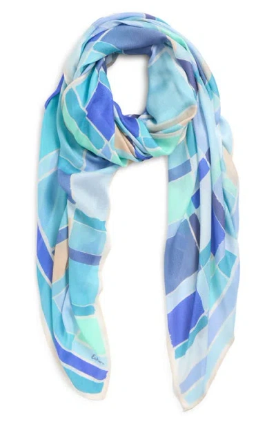 Echo Painted Plaid Wrap In Blue