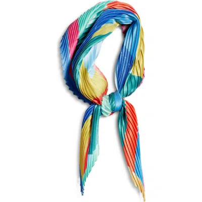 Echo Painterly Composition Pleated Diamond Scarf In Multi