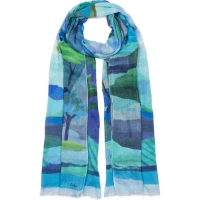 Echo Painterly Landscape Wrap In Blue