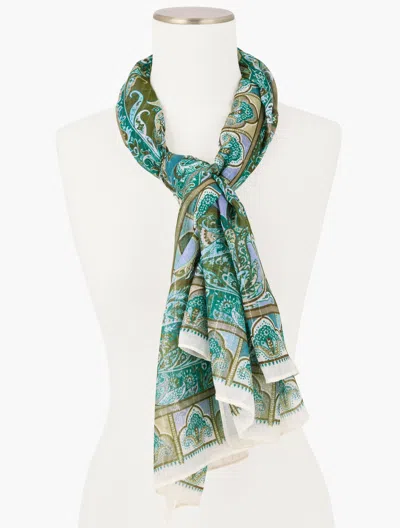 Echo Paisley Oversized Square Scarf - Ivory - 001 Talbots In White