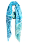 Echo Patchwork Tile Scarf In Aqua