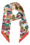 Echo Positano Ribbon Silk Scarf In Pink Hibiscus