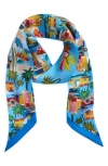 Echo Positano Ribbon Silk Scarf In Blue
