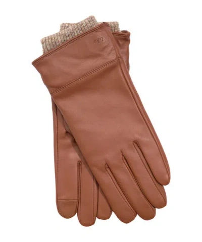 Echo Rib Cuff Leather Glove In Brown