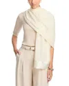 Echo Satin Stripe Metallic Silk Wrap In Cream
