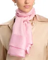 Echo Satin Stripe Metallic Silk Wrap In Seashell
