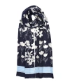Echo Scribble Floral Silk Oblong In Blue