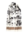 Echo Scribble Floral Silk Oblong In White