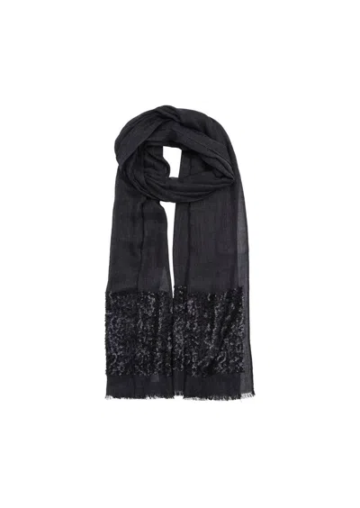 Echo Sequin Border Wrap In Charcoal/black In Red