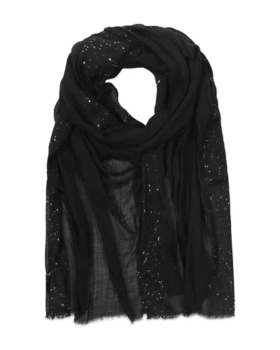 Echo Sequin Gauze Wool Wrap In Black