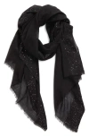 Echo Sequin Gauze Wool Wrap In Black