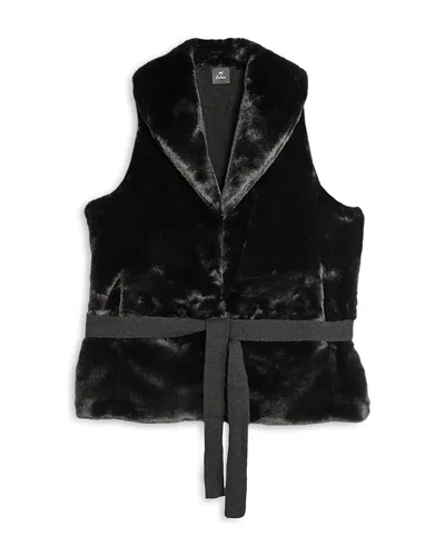 Echo Shawl Collar Faux Fur Vest In Black