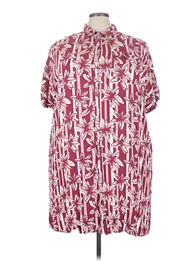 Pre-owned Echo Short Sleeve Button Down Shirt In Burgundy