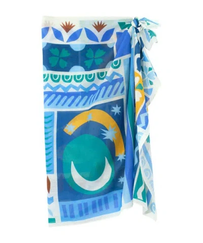 Echo Solstice Collage Sarong In Blue