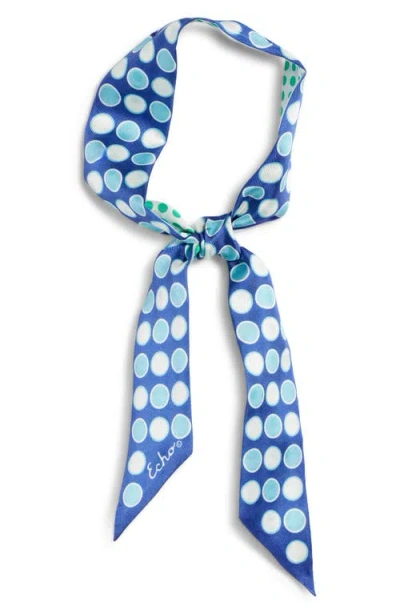 Echo Spot & Dot Silk Ribbon Scarf In Blue