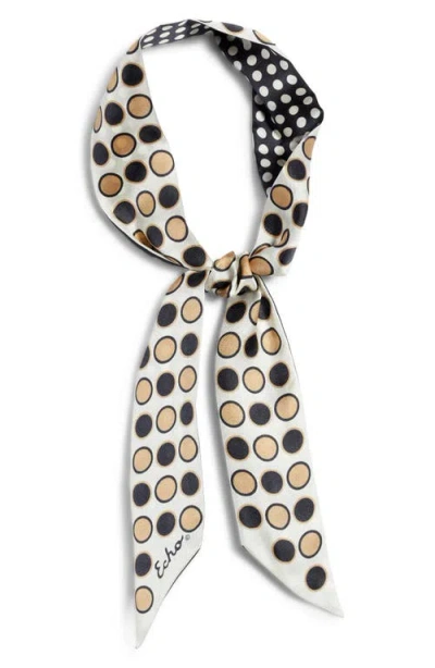 Echo Spot & Dot Silk Satin Ribbon Scarf In Neutral
