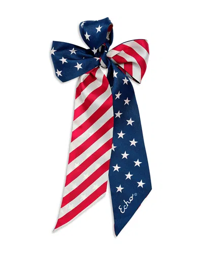 Echo Stars And Stripes Silk Ribbon Scarf In Blue