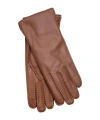 Echo Stitch Detail Leather Glove In Brown