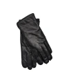 Echo Stitch Detail Leather Glove In Black
