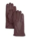 Echo Stitch Detail Leather Tech Gloves In Purple