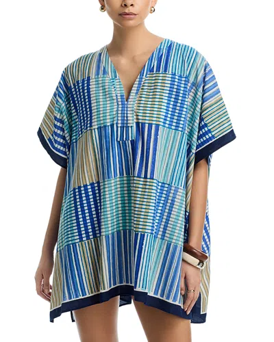 Echo Stripe Illusion Caftan Swim Cover-up In Blue
