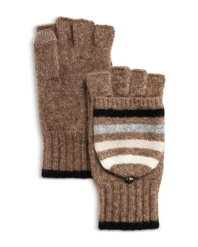 Echo Striped Pop Top Mittens In Brown
