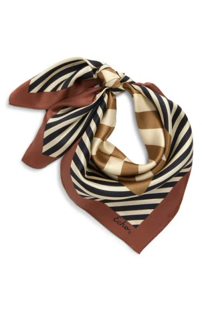 Echo Striped Silk Bandana In Brown
