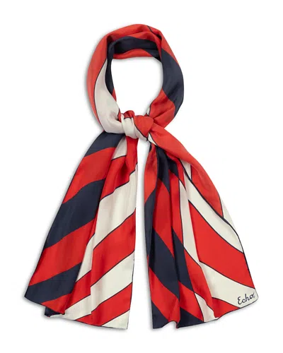 Echo Stripes Silk Oblong Scarf In Multi