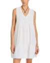 Echo Super Soft Pintucked Gauze Cover Up Dress In White