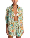Echo Supersoft Gauze Ikat Shirt Swim Cover-up In Cream