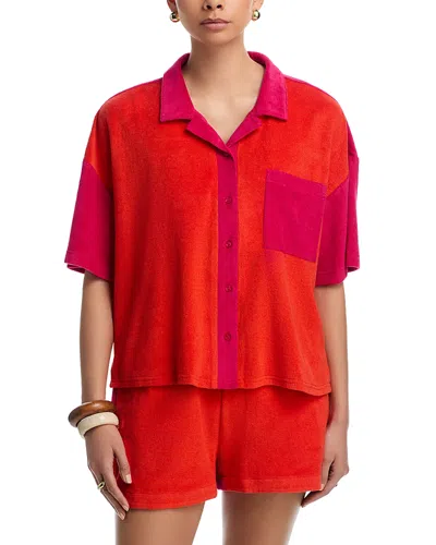 Echo Terry Camp Shirt Swim Cover-up In Red