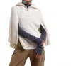 Echo Texture Knit Cape In Vanilla In White