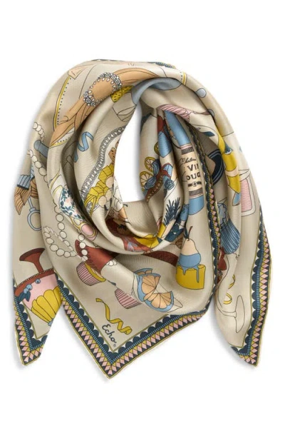 Echo The Banquet Series Square Silk Scarf In Gray