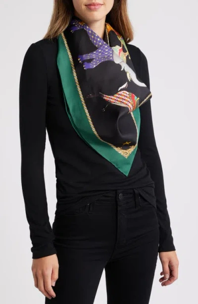 Echo The Menagerie Silk Square Scarf In Black